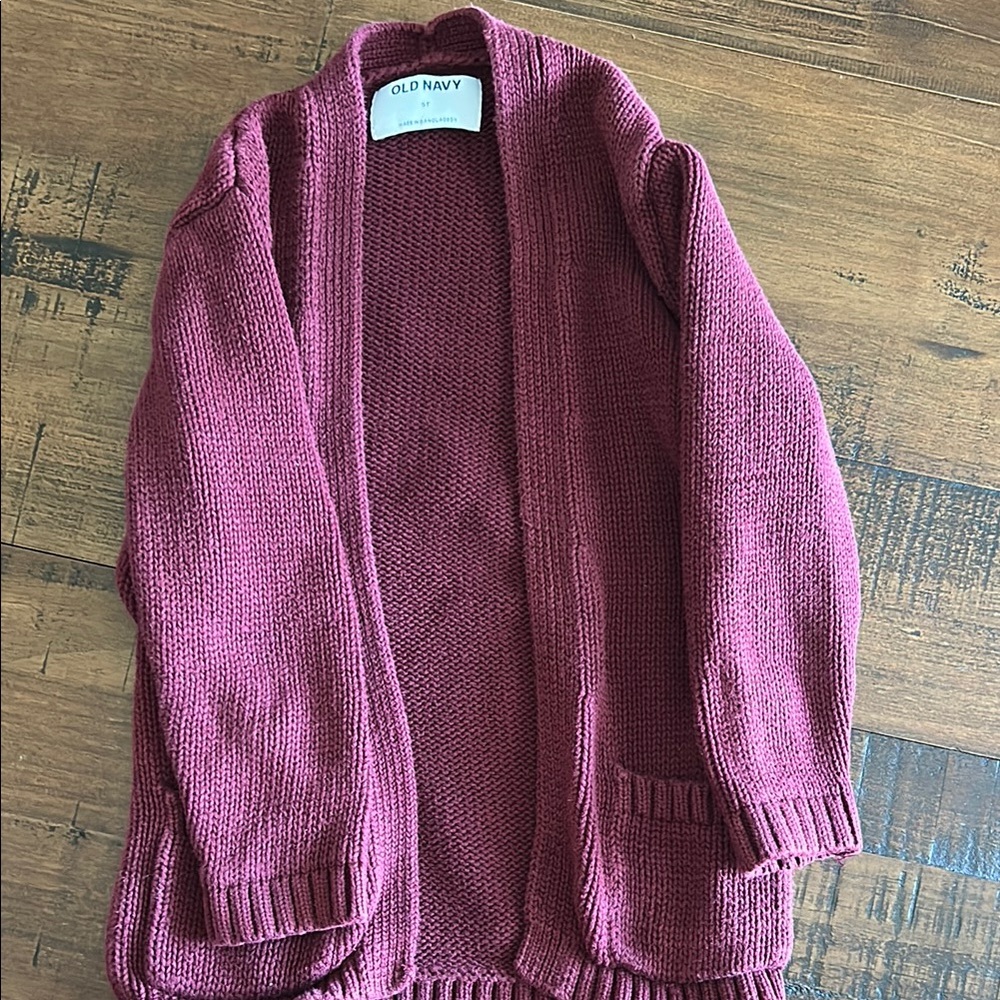 Old Navy Red Cardigan Sweater Chunky Knit